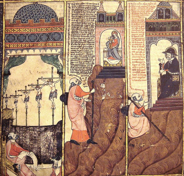 Life of Raymond Lull, By Thomas le Myésier - Karlsruhe, Badische Landesbibliothek, Cod. St. Peter perg. 92, fol. 1v. Manuscript, reproduced in "An illustrated history of the Knights Templar", James Wasserman, Public Domain, https://commons.wikimedia.org/w/index.php?curid=3691342